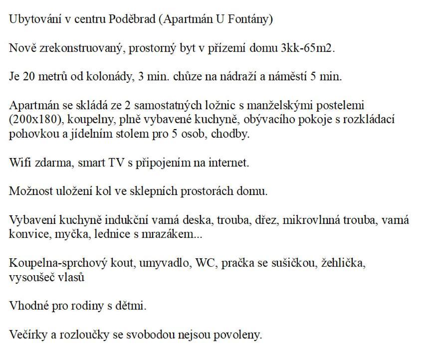 Apartman U Fontany Poděbrady Екстериор снимка