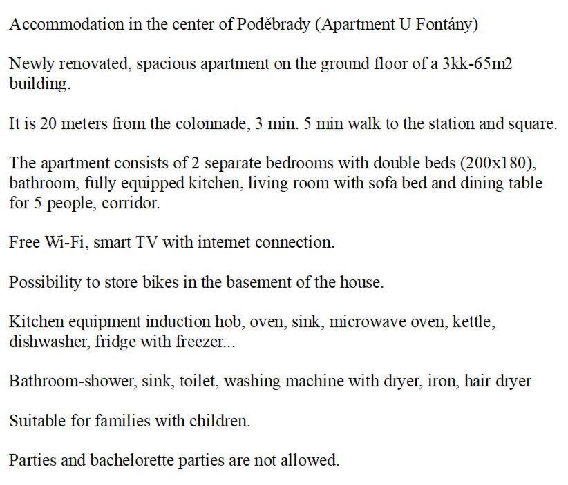 Apartman U Fontany Poděbrady Екстериор снимка